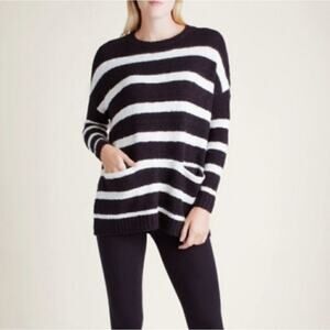 Kensie Women's Stripped Cozy‎ Sweater Black and White Size XS